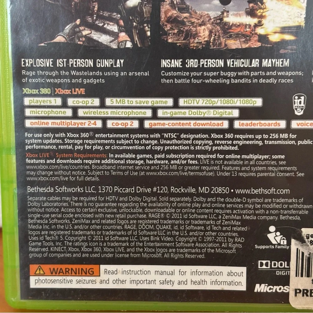 RAGE Anarchy Edition Xbox 360 Complete 3 Disc Set